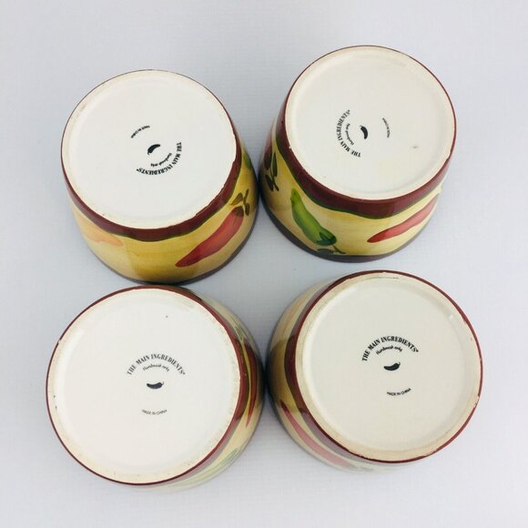THE MAIN INGREDIENTS Southwestern Chili Peppers Stoneware Soup Salad Bowl Set 4 - Picture 7 of 13